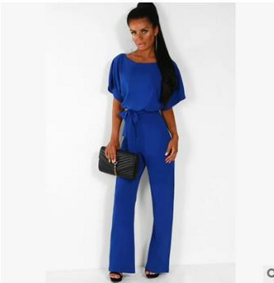 2024 Trendy Women's Summer Button Tie Short Sleeve Jumpsuit