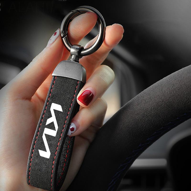OXPJ7 High-Grade Suede Car Styling Keychain Pendant Keyring Auto Accessories For Kia rio ceed sportage cerato soul sorento k2 k5 flip