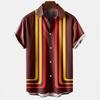 Summer new men's top striped D print men's cardigan lapel