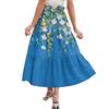 Maxi rok voor dames met trekkoord, hoge taille, lange zomerrok, lichtgewicht, gelaagd, zwierig, met bloemenprint en plooien.