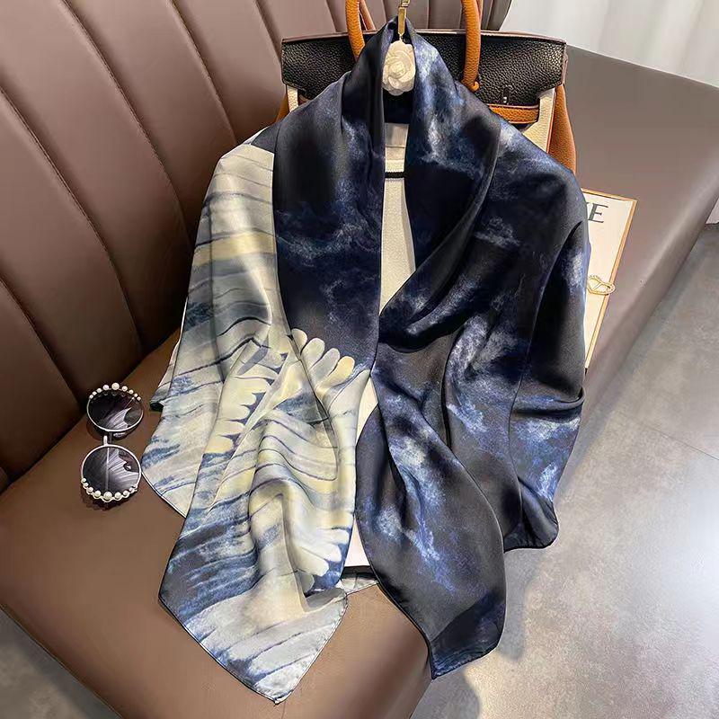 Imitation Silk 110x110 Scarf Shawl: Sun Protection Travel Gauze Headscarf