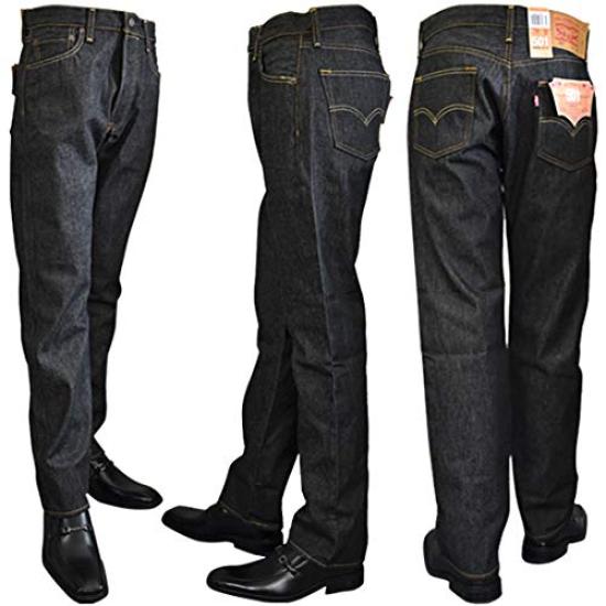 Levi's Men's 501 Button Fly Rigid Straight Jeans Unwashed Raw Denim black Waist32 Length32