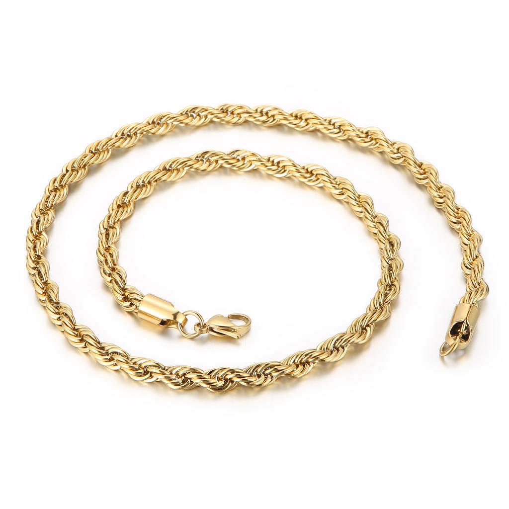2-10mm Hip-Hop Stainless Steel Rope Chain Fashion Men And Women Jewelry Waterproof Choker Men Women Jewelry Gold Color Chains