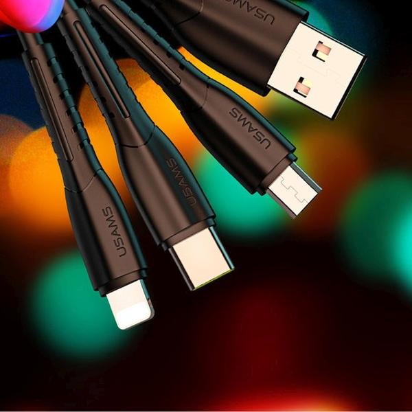 Usams Ład. Sam. 2Xusb C13 2,1A 3W1(Microusb/Usb-C/Lightning) Czarny/Black Ntu35Ytsc13Tz