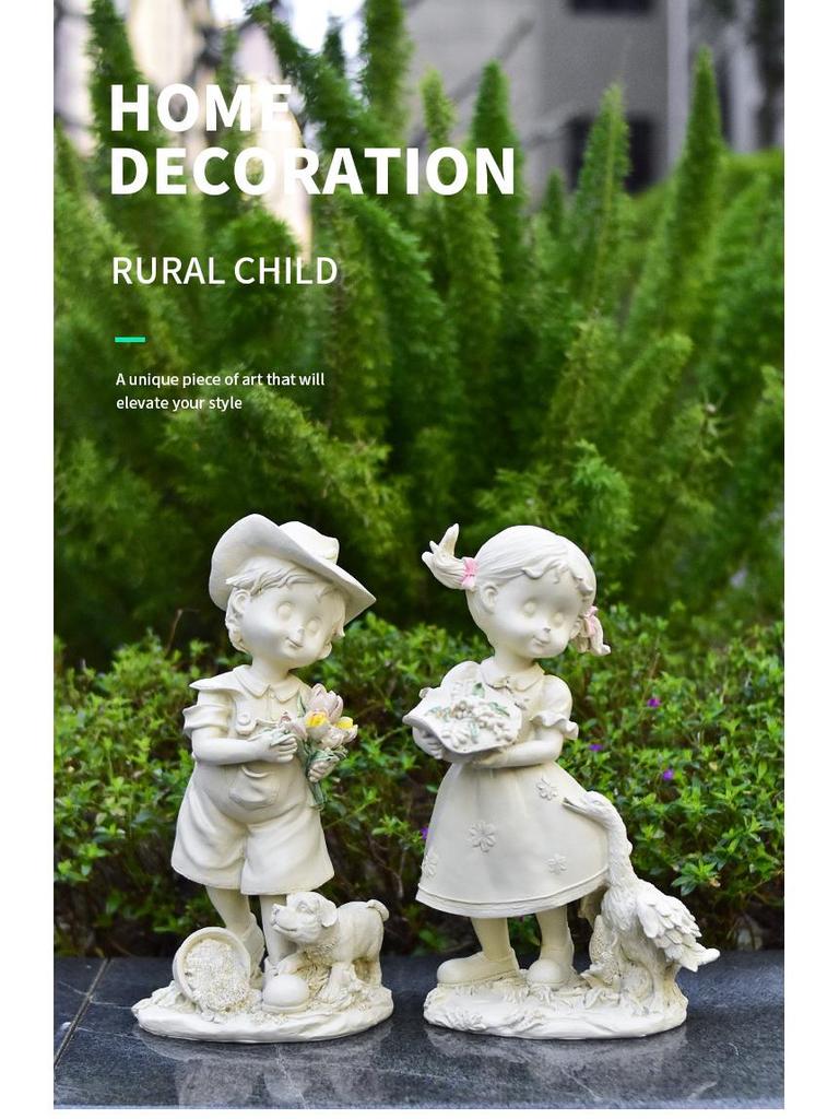 European Resin Craft Figures for Kids' Outdoor Decor