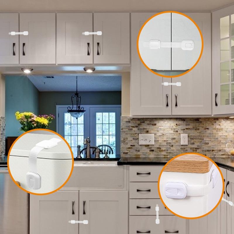 2PCS Child Safety Cabinet Lock Baby Proof Security Protector Drawer Door Cabinet Lock Plastic Protection Kids Safety Door Lock