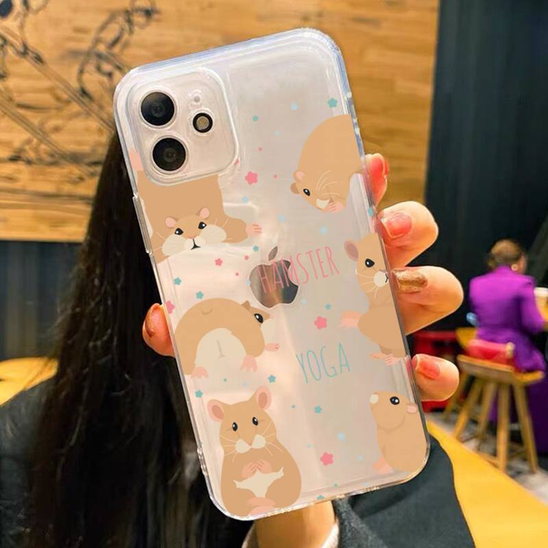 Cute Hamsters Phone Case for iPhone 11 12 13 mini pro XS MAX 8 7 6 6S Plus X 5S SE 2020 XR clear case