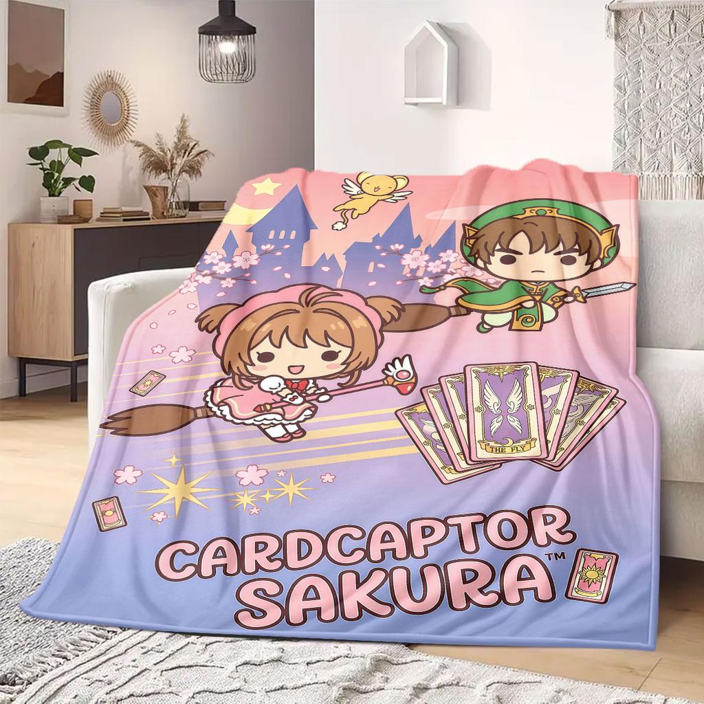 Cardcaptor Sakura Solider 2D-Druck Flanelldecke, Anime-Charakter für Sofa, Weiche Reise-Picknick-Kuscheldecke_LIAN