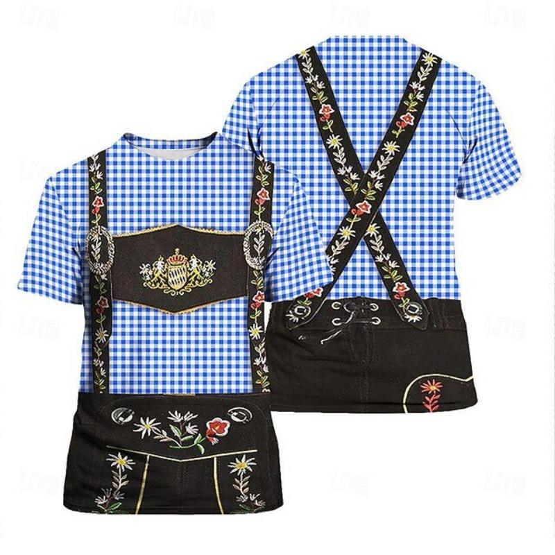 

Oktoberfest Beer Pattern Men s T-shirt Loose Short-sleeved T-shirt Fake Sling 3D Printed Tshirts Fake Farm Work Unisex T-shirt 5XL