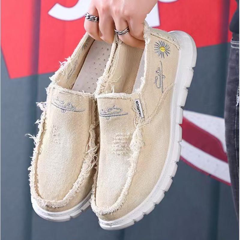 Breathable Durable Washed Canvas Casual Shoes 2025 Summer Men's Slip-On Work Canvas Shoes Heritage Craftsmanship