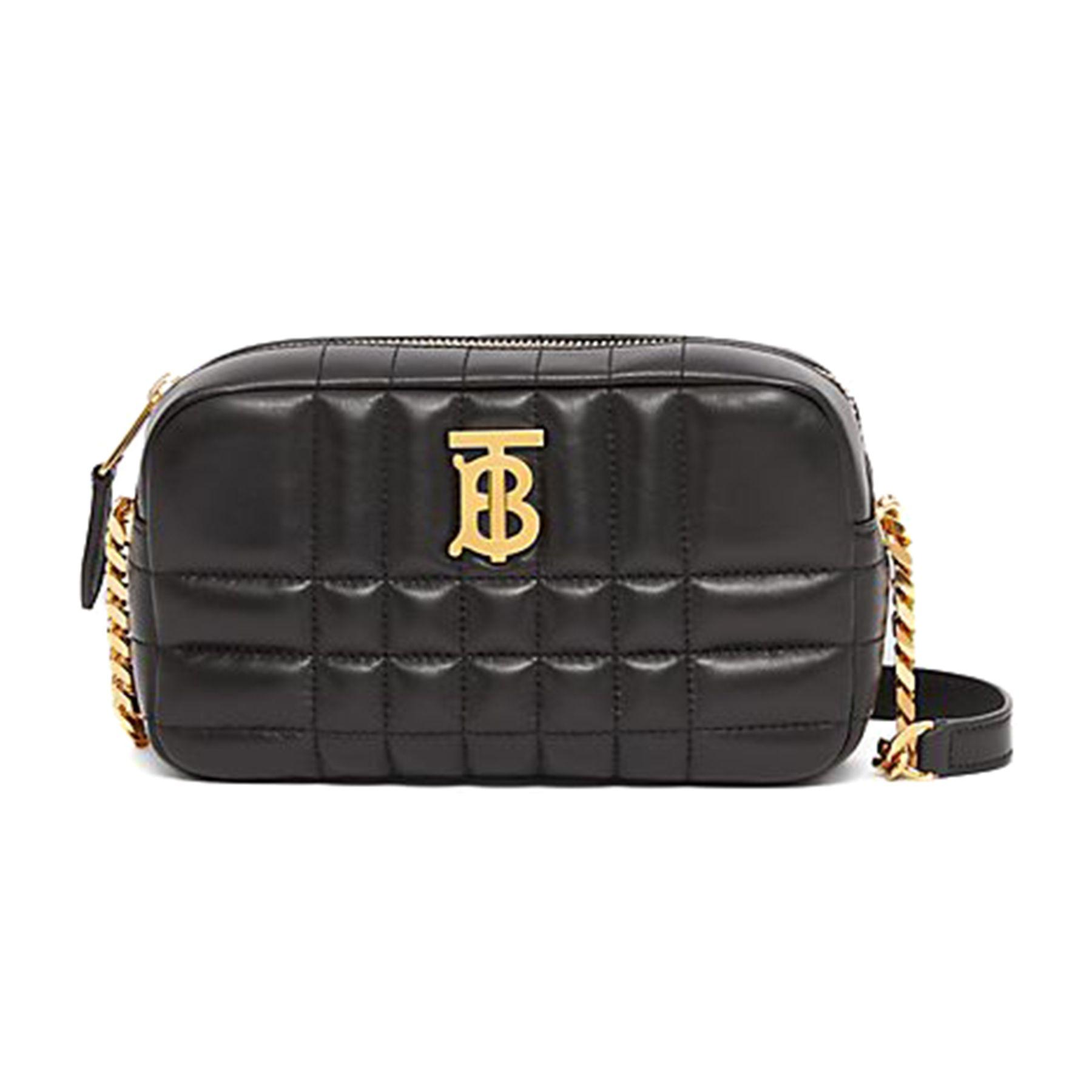 

Burberry Lola Bag Metal TB Logo Quilted Lambskin Camera Bag Mini Women bags Black 80608361 Basic Set (Bag+Dust Bag)