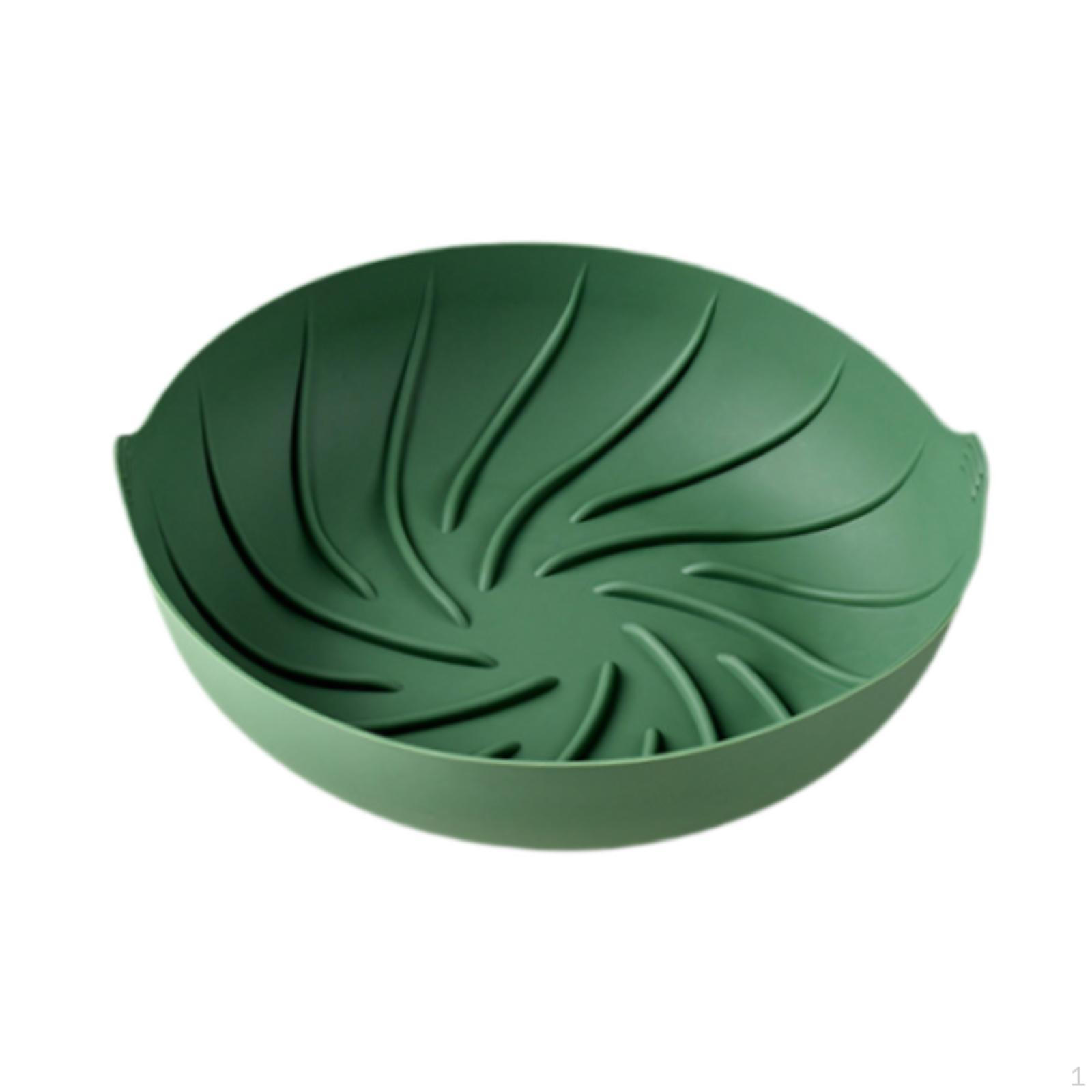 

-Круглая переносная жаропрочная корзина для жарки с антипригарным покрытием, противень для духовки S зелёный