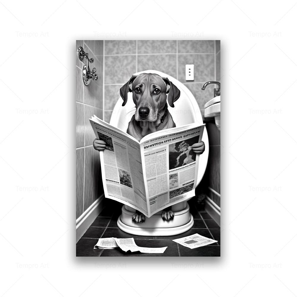 Animals Sitting On the Toilet Reading Newspaper Canvas Prints Funny Bathroom Wall Decor Pictures Monkey Dog Cow WC Wall Poster