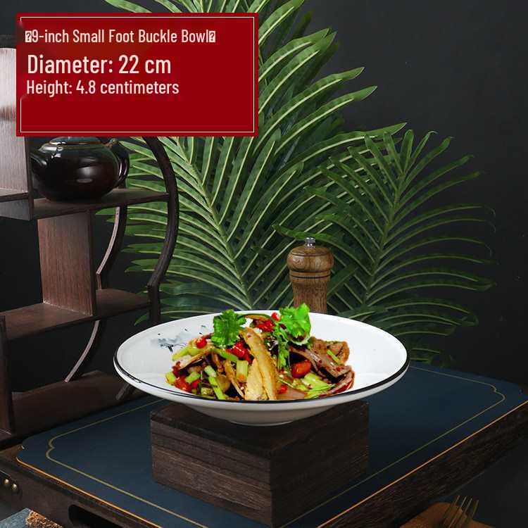 Private Kitchen Round Wok Pan with Small Feet - Ceramic Hotel Tableware