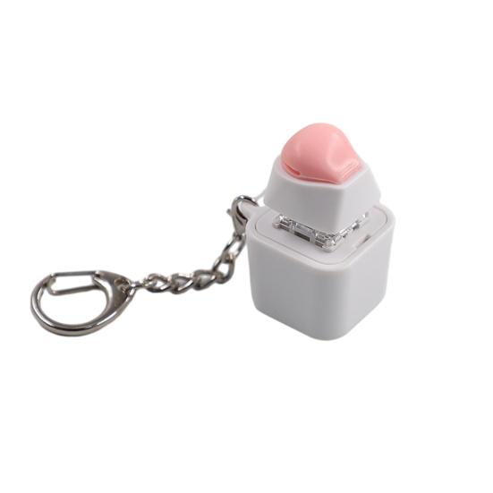 Electric Wooden Fish Keycap Toy with Hanging Buckle RGB Light Up Stress Relief Pink Silicone Butt Cat Paw Decompression Keychain Pendant Kids