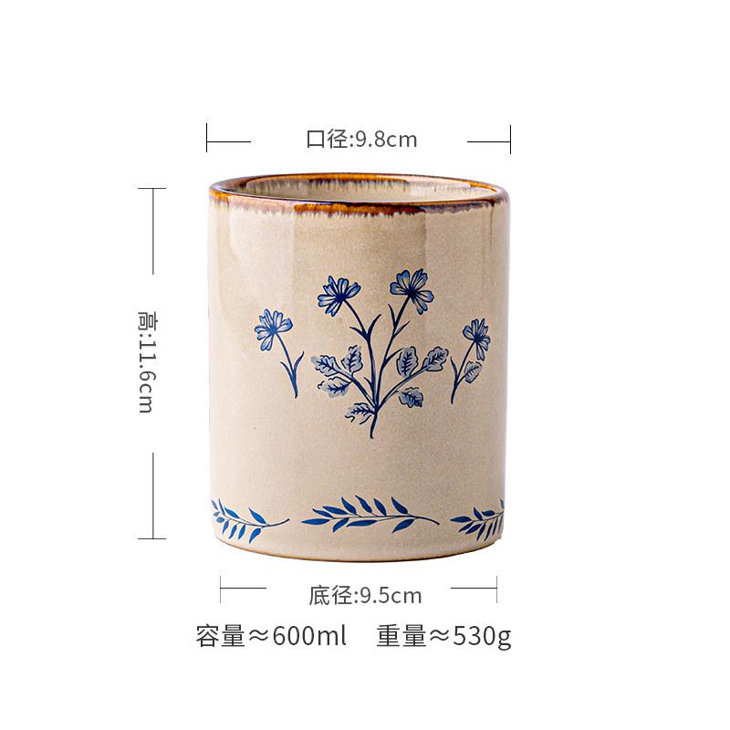 Vintage Ceramic Chopstick Holder Creative Storage Jar Chopstick Storage Cylinder Knife Fork Spoon Storage Rack Kitchenware