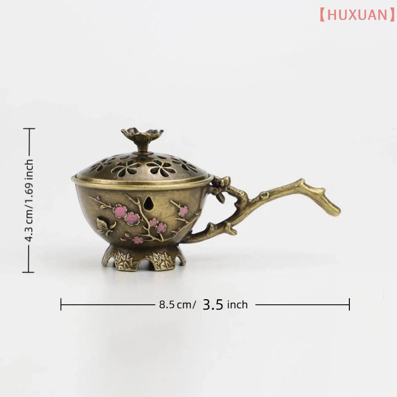 1PC Retro Plum Blossom Hollow Out Incense Stick Burner Zinc Alloy Small Craft Home Decor Plum Blossom Incense Burner With Handle
