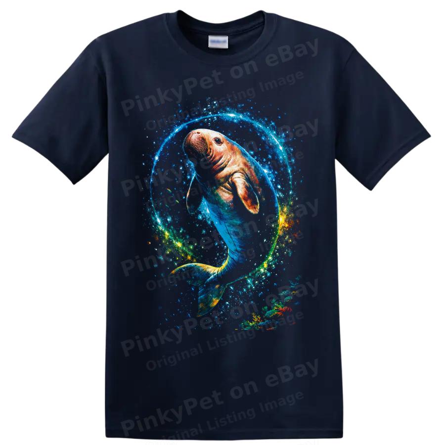 Manatee T Shirt Colorful Ocean Wildlife Art Aquatic Animal Nature Graphic Tee