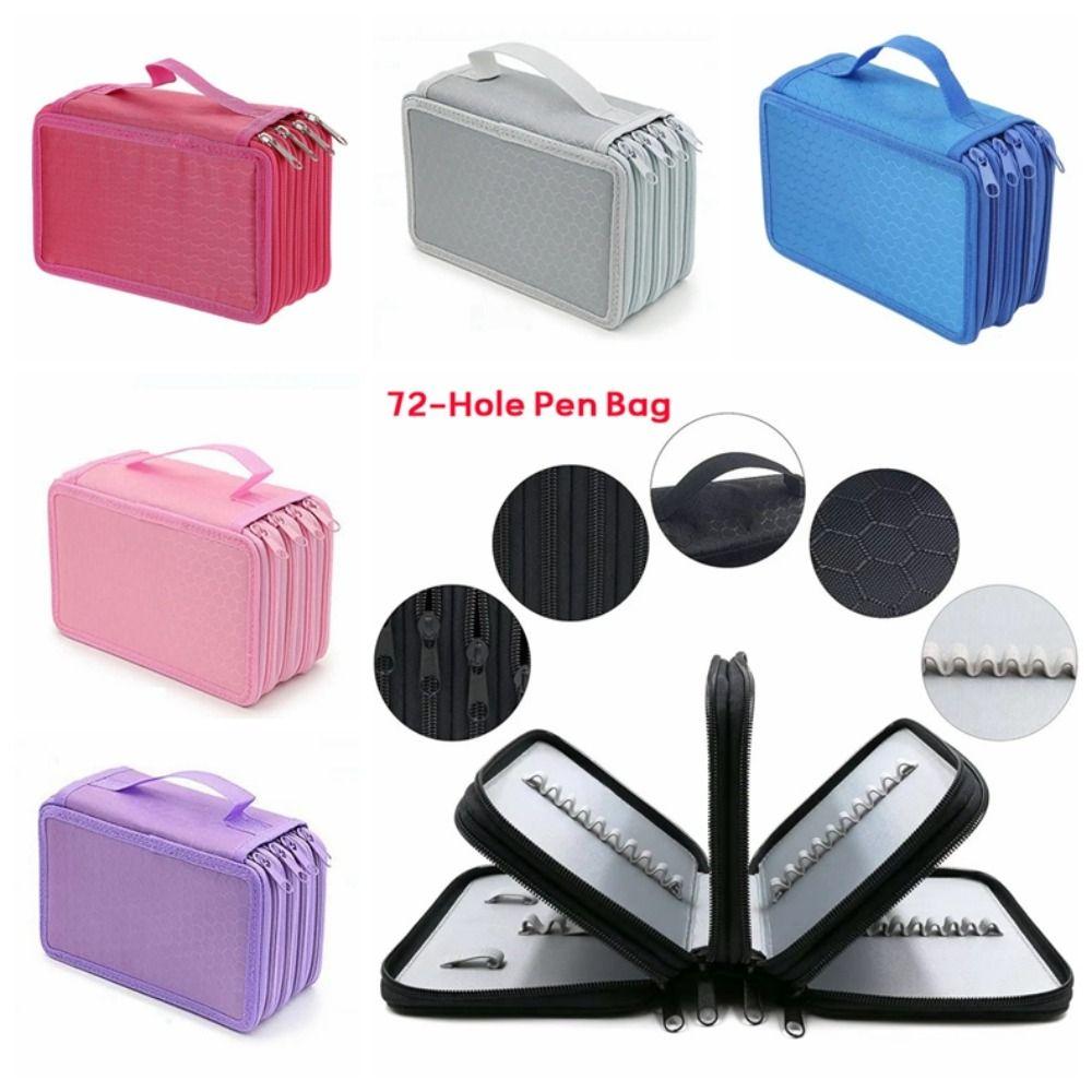 72-Hole Pen Pouch Waterproof Stationery Storage Bag Art Drawing Pen Organizer  Students