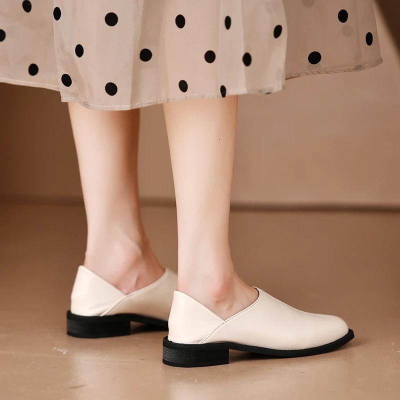 Chaussures vulcanisées pour femmes, sandales d'été, bout carré, coupe peu profonde, simple, rétro, Style français, petites chaussures en cuir