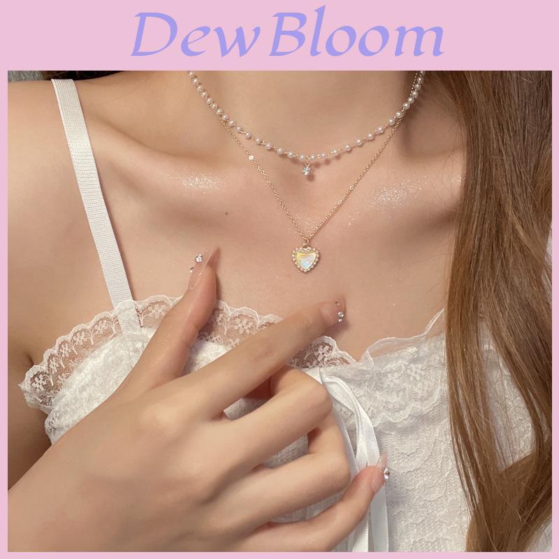 Trendy Heart-shaped Double-layer Pearl Necklace For Women 2022 New Design Minimalist And Versatile Accessory Alloy)
