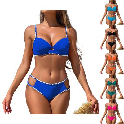 Women's Solid Swimwear Sense Bikini With Chest Pad No Steel Bra Swimwear