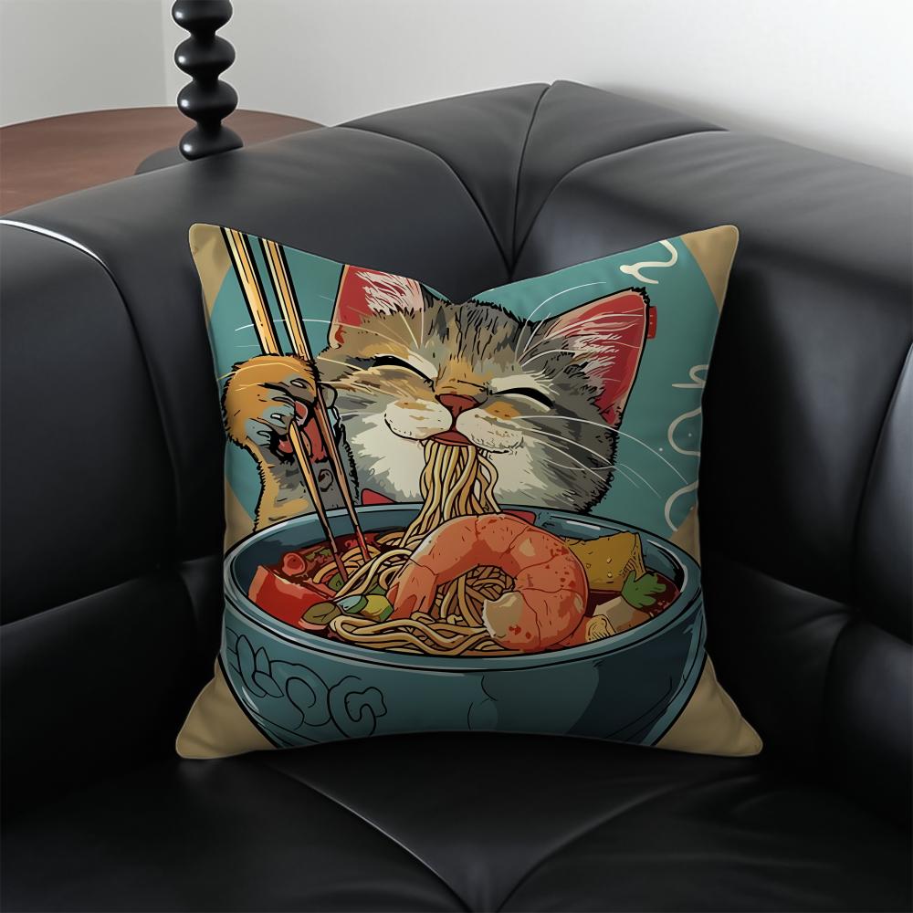 RRamen Animal Pillow Anime Art Cushion Cushion Cover Pillow Case Antidustmite Invisible zipper silky plush cushion