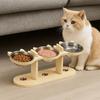 15° Schräg Haustier Hohe Futternapf Anti-Rutsch Anti-Kipp Katze Futter Wasser Napf Stabil mit Holzständer Haustier Wasserspender Behälter