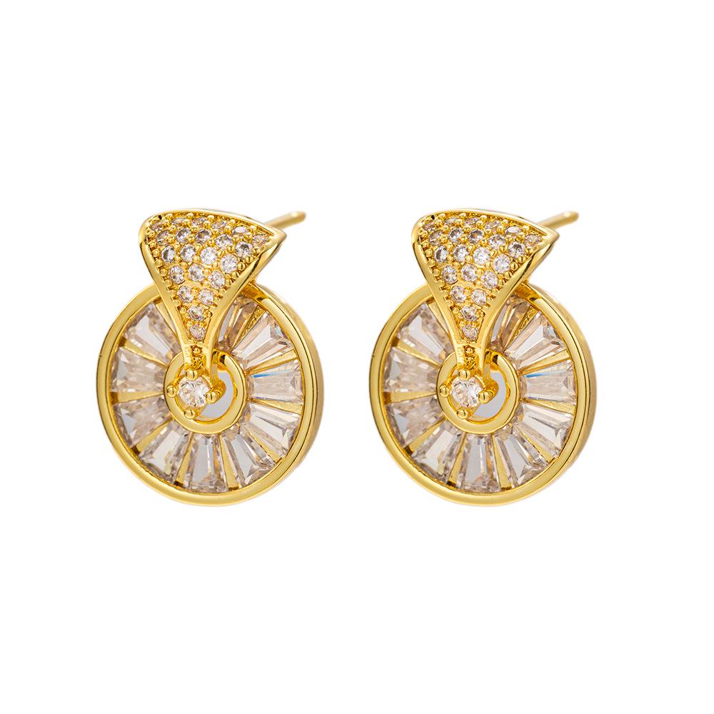 Korean Style 2025 Geometric Zircon Crystal Stud Earrings: Elegant Women s Luxury Jewelry