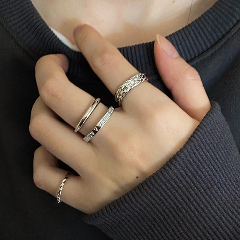 3Pcs Vintage Punk Adjustable Finger Rings Retro Silver Color Opening Knuckle Unisex Trendy Ring For Women Jewelry Gift