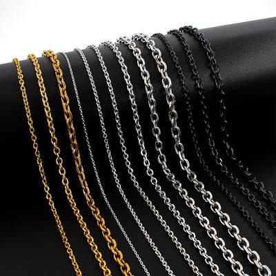 Collana con catena angolare in acciaio inossidabile da 2/3/4/5/6 mm con catena semplice color oro/argento/nero, 45-75 cm