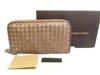 Authentic Intrecciato Bronze Leather Round Zip Wallet Purse #b198  Open Box