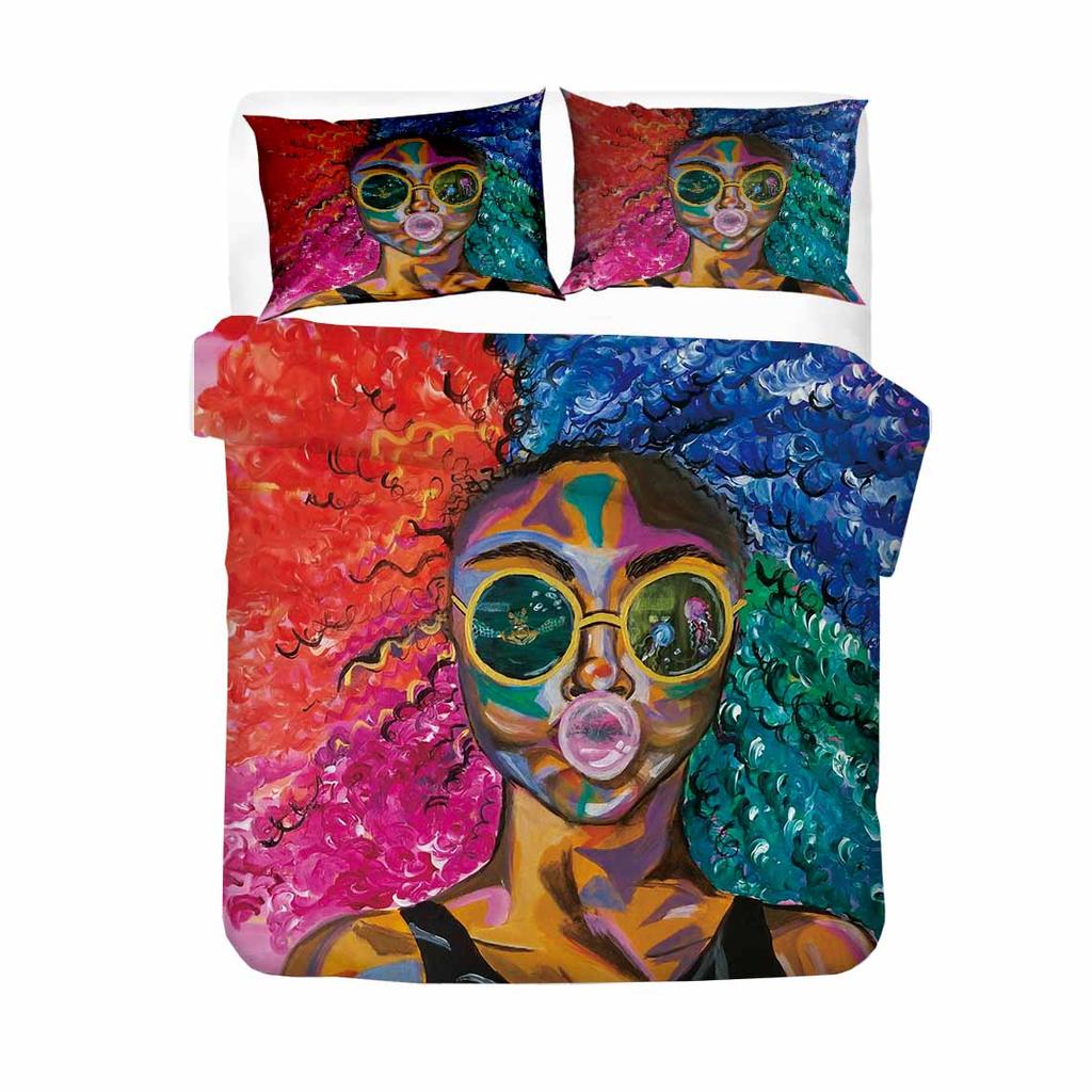 Comforter Fashion Girls Beddings Adults Bedroom Comforter Set Twin Size135X200 Single Bedclothes African Girl Bad Set
