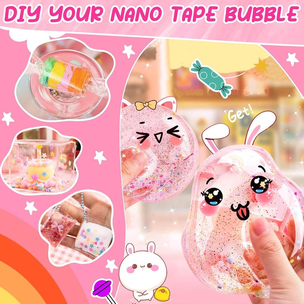 ZiZa Cute Bunny Nano Tape Bubble Kit for Kids, Nano Bubble Tape Squishy Maker Kit, Nano Tape Bubbles, Toys for Girls 4-6,Girl Toys Age 6-7 Years Old,