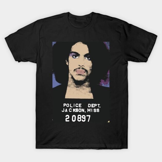 Prince In Mugshot Comic Art  T-Shirt Tops Tees Men's Women's Short Sleeve All Sizes S To 4XL