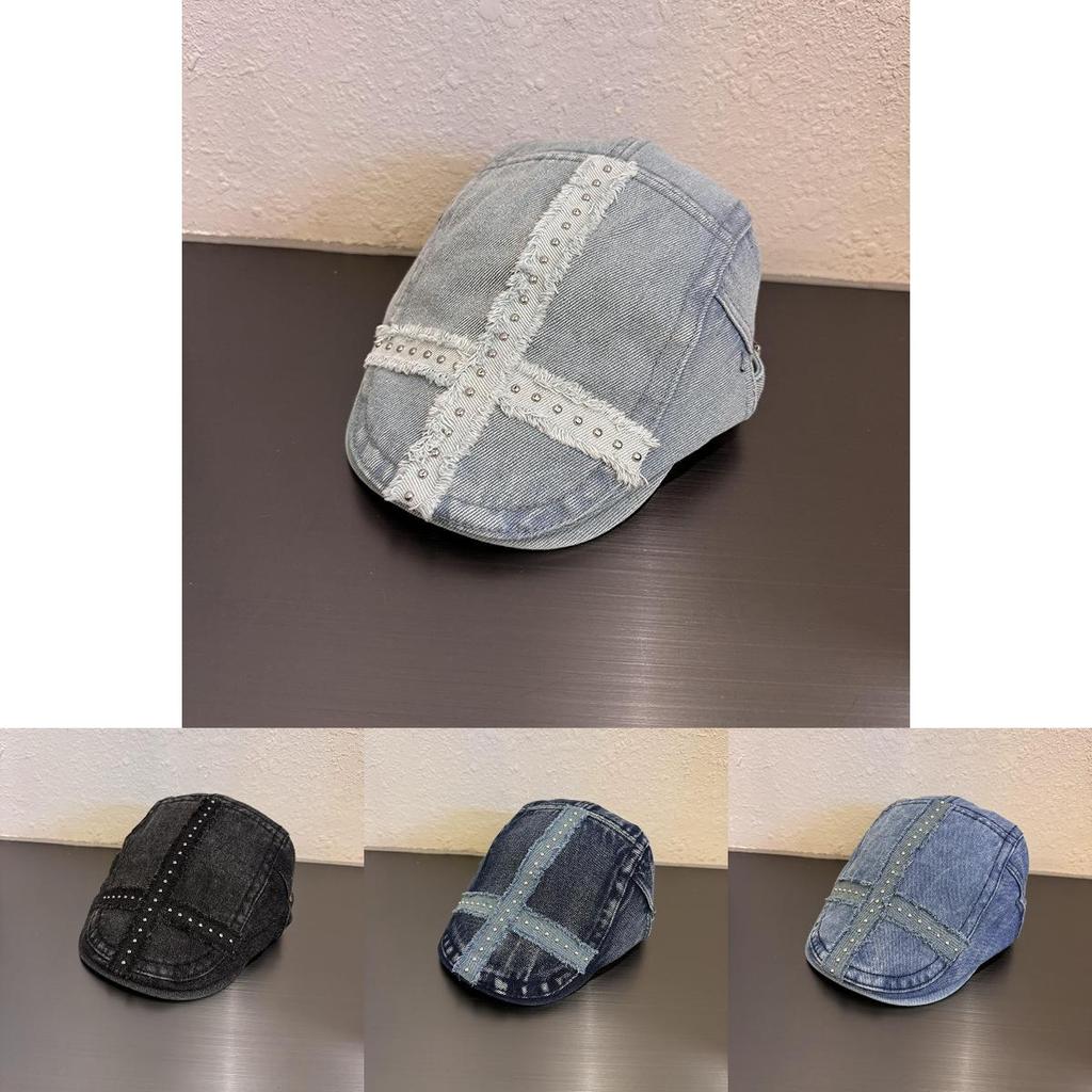 Retro Streetwear Punk Style Denim Baseball Cap For Fall Winter Seasonal Wear