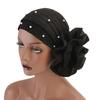 Fashion Faux Pearl Decor Big Flower Women Elastic Hat Soft Head Wrap Cap Gifts