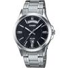 Casio MTP-1381D-1AV Analog Quartz Men's Watch Silver Metal Band Black Dial
