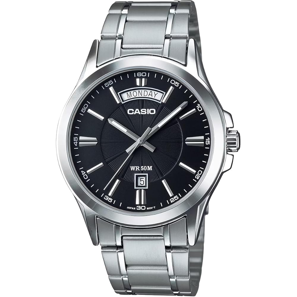 Casio MTP-1381D-1AV Analog Quartz Men s Watch Silver Metal Band Black Dial