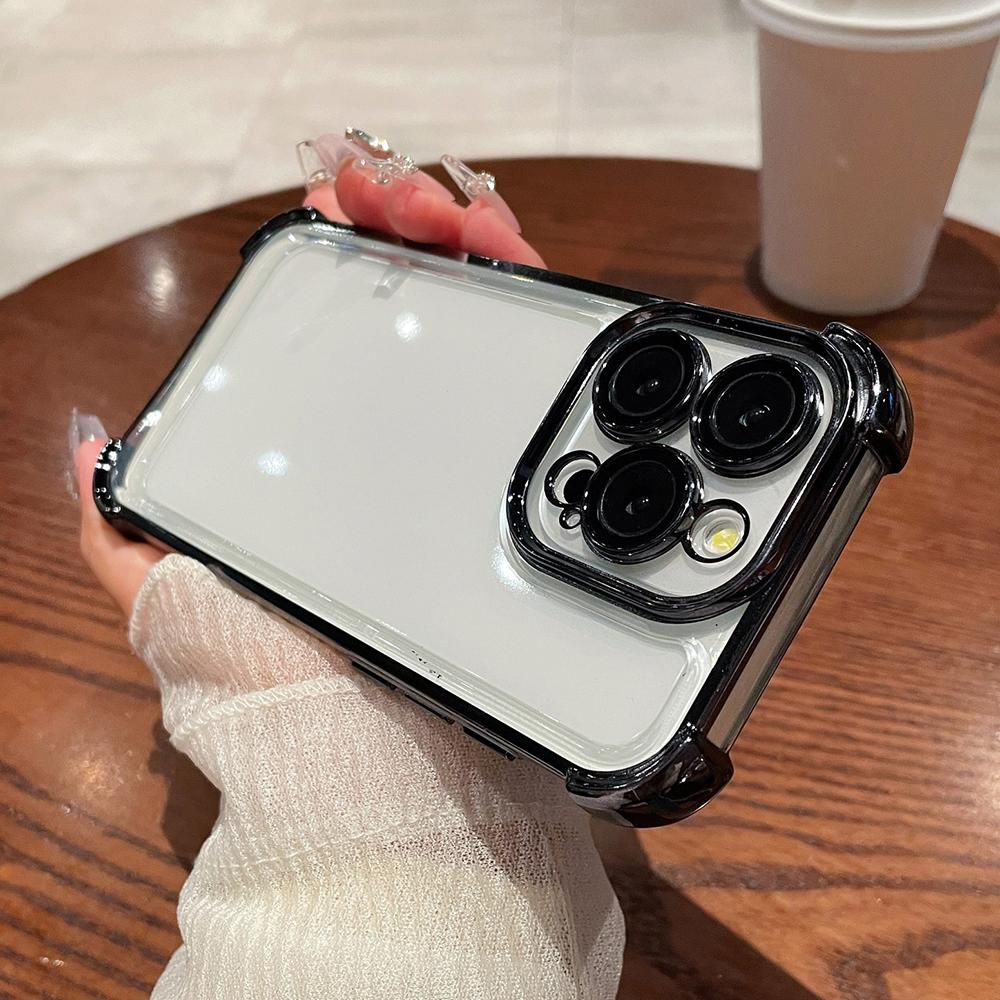 Electroplated Four Corners Anti Drop Transparent Protective Phone Cases for iPhone Huawei Honor OPPO Infinix Itel Tecno