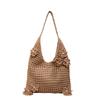 New 3D Flower Woven Sweet Shoulder Bags Boho Handmade Crochet Tote Bag for Women Hollow Out Knit Beach Purse for Summer Vacation