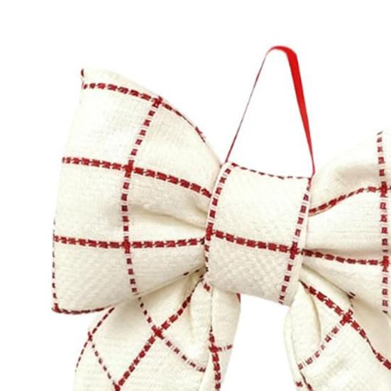 1/2Pcs Large Christmas Bow Decoration Red White Plaid Hanging Bow Ornament Indoor Outdoor Xmas Holiday Party Fabric Bow Wreath Decor