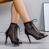 Sexy High Heels Hollow Mesh Sandals Summer Fashion Trend Comfort Peep Toe Boots Stilettos Jazz Dance Female Shoes