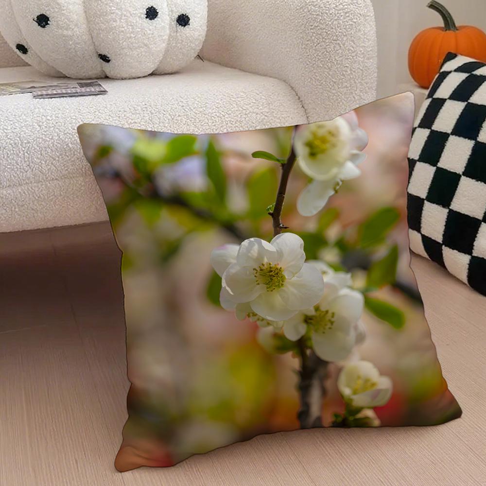 cheerful Natural Flowers in Photography Cushion Cover Throw Pillow Cover Hidden Button Durable Polyester Chair Cushion