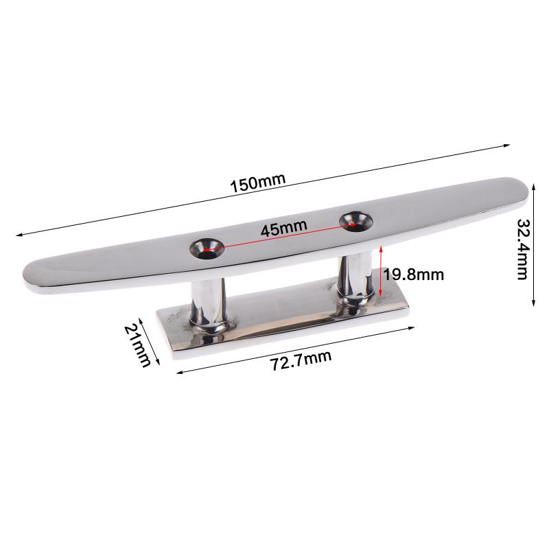 316 Stainless Steel Combo Mooring Cleat 1Pc 4 5 6 Inch 2 Hole Polished for Marine Boat Deck Use