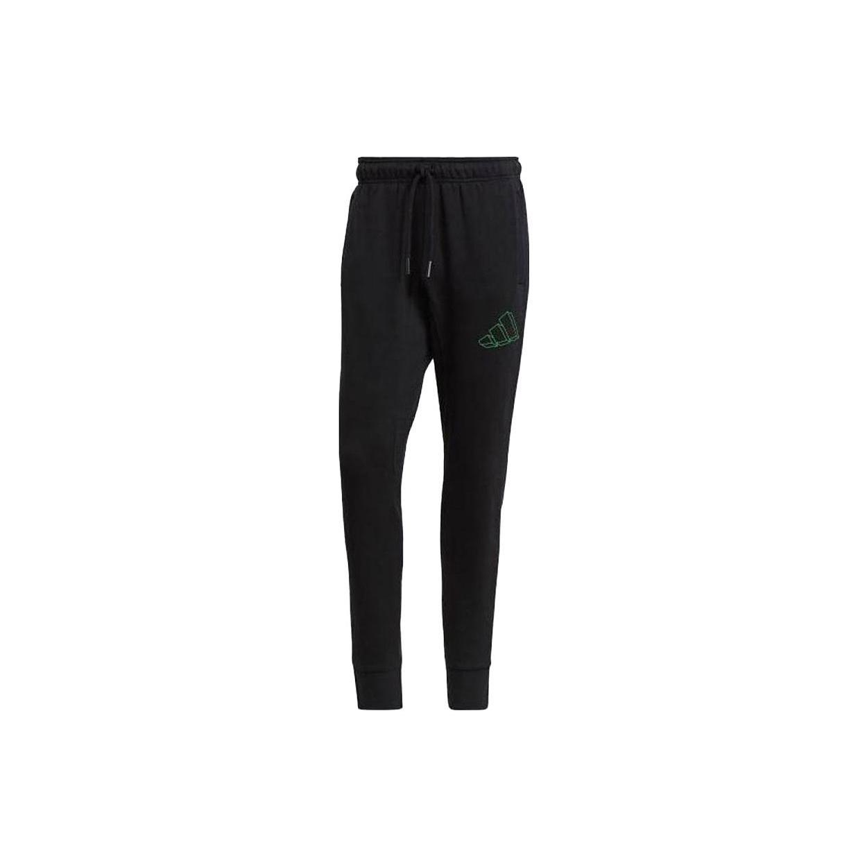 Men s adidas Solid Color Logo Printing Lacing Bundle Feet Sports Pants/Trousers/Joggers Black GM6354 XS