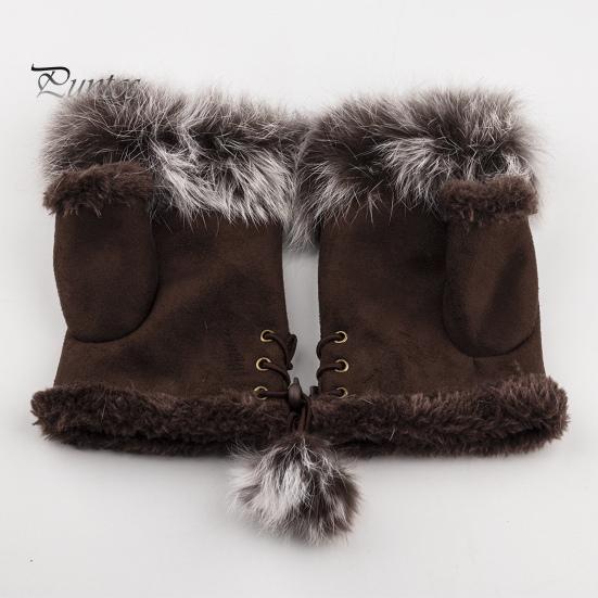 

1 пара женских зимних варежек, регулируемые, с завязками, толстые, плюшевые, из искусственного меха, ветрозащитные, нескользящие, студенческие перчатки для письма, сохраняющие тепло, варежки без пальцев для набора текста красный