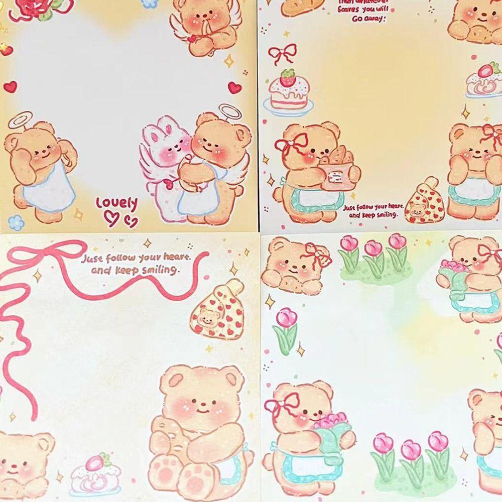 Cute Cartoon Animal Decorative Sticker Original Message Paper Butter Bear Sticky Note  Notebook