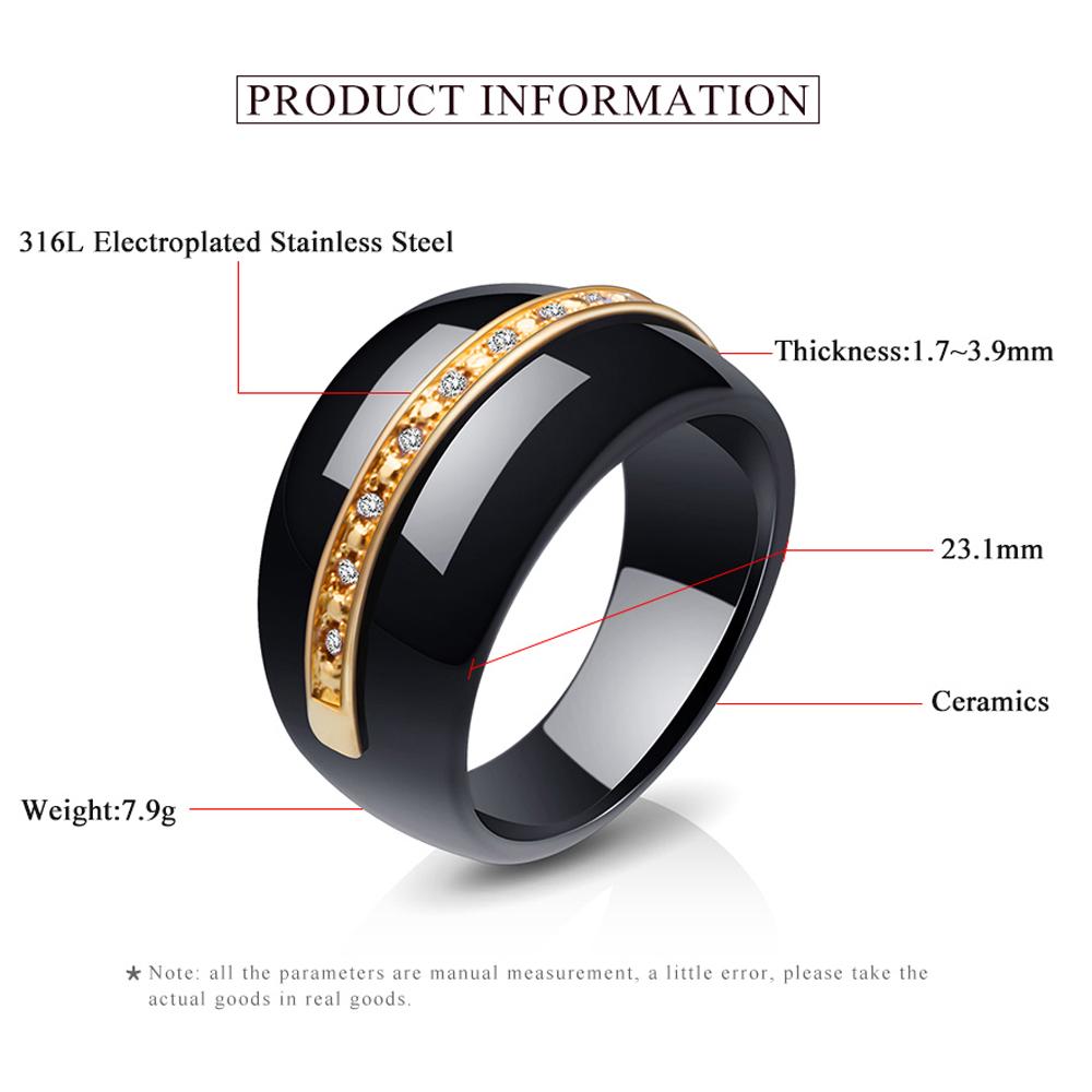 New Fashion Luxury Round Gem Stone Cubic Zirconia Ceramic Ring Statement Rings For Women Jewelry