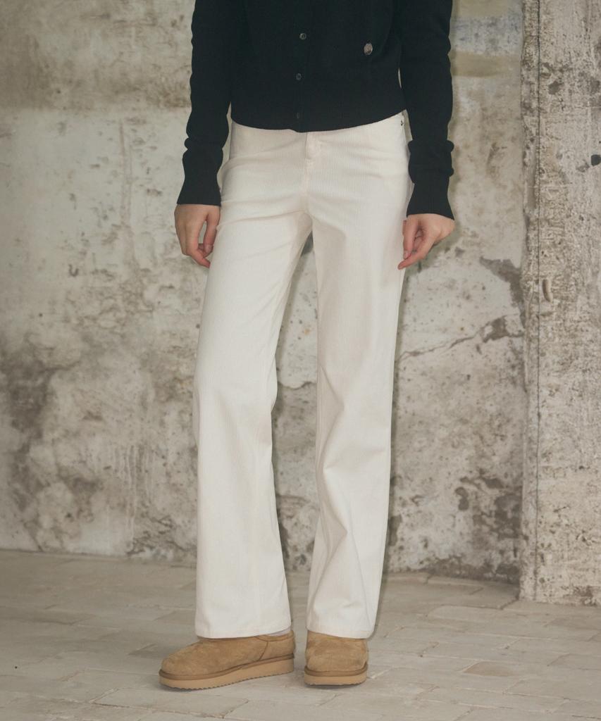 Ledeoli Pocket Stitch Straight Corduroy Pants [Brown]